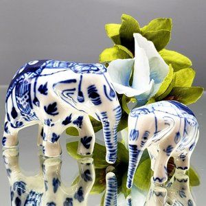 Vintage Miniature Elephant Chinoiserie Figurines